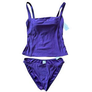 CALVIN KLEIN Tankini Swimsuit Set Womens 12 NEW Purple Two Piece Tank Bikini NWT